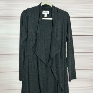 Joseph Ribkoff Women's Charcoal Gray Long Sleeve Shark Bite Knit Midi Dress US12